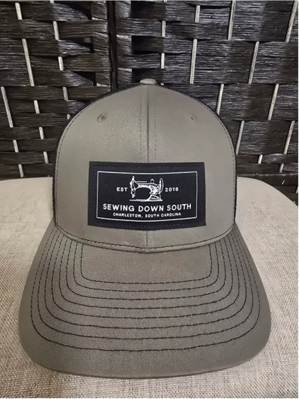 Sewing Down South Hat Richardson 112 Trucker Snapback Cap Olive Green Black New